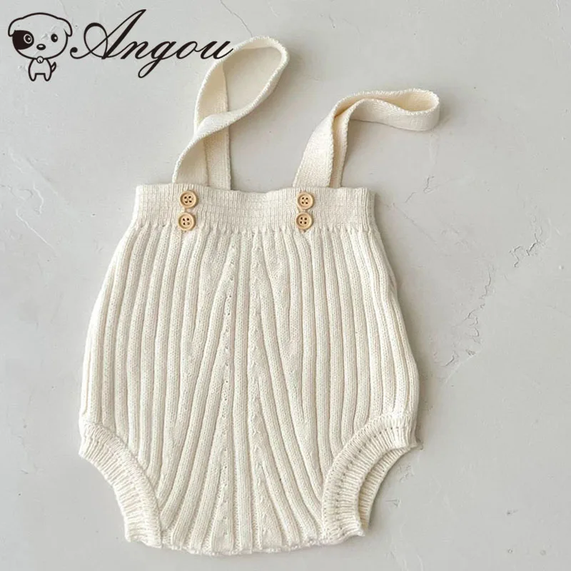 

Angou Knitting Jumpsuit Overalls Baby Girls Boys Solid Color Infant Baby Girls Boys Knitting Romper Spring Autumn Baby Clothes