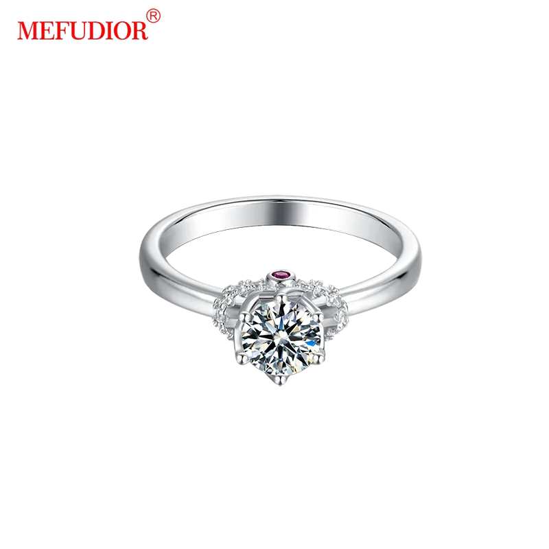 

MEFUDIOR Luxury 100% Real 0.5ct Eternal Love Moissanite Diamond Ring Platinum Plating Sterling Silver Ladies Wedding Rings M10B