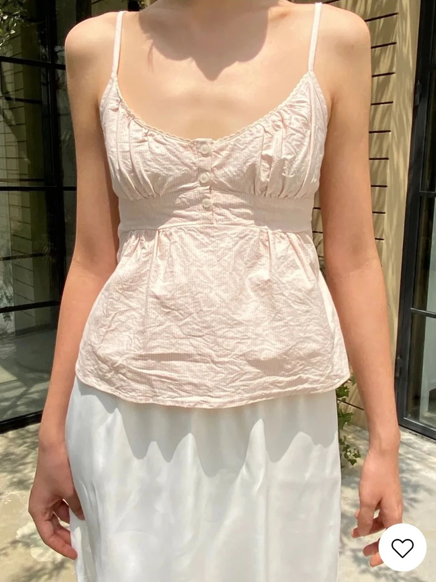 Майка женская с кружевной отделкой хлопковый топ на пуговицах v-образным вырезом