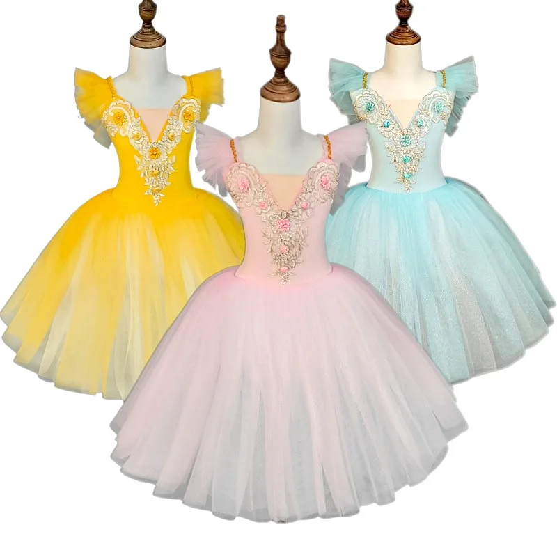 

Профессиональная балетная пачка для девочек, танцевальная одежда, балетная пачка, длинное платье для балерины, детский балетный танцевальный костюм