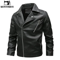 kenntrice man pu clothes biker plush leather jackets fleece for mens racer male winter coats fleece motorcyclist cold