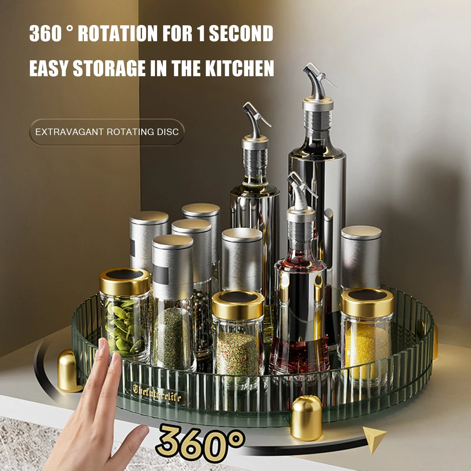 

Rotating Spice Rack Storage Tray Large Capacity Spice Rack Organizer For Kitchen Cabinet 360 Degree Rotating Cabinet Turntable