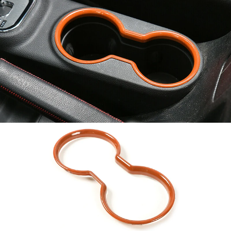 

Автомобильный внутренний передний центральный держатель стакана для воды панель отделка крышка оранжевый подходит для Jeep Wrangler JK 2017 2016 2015 ...