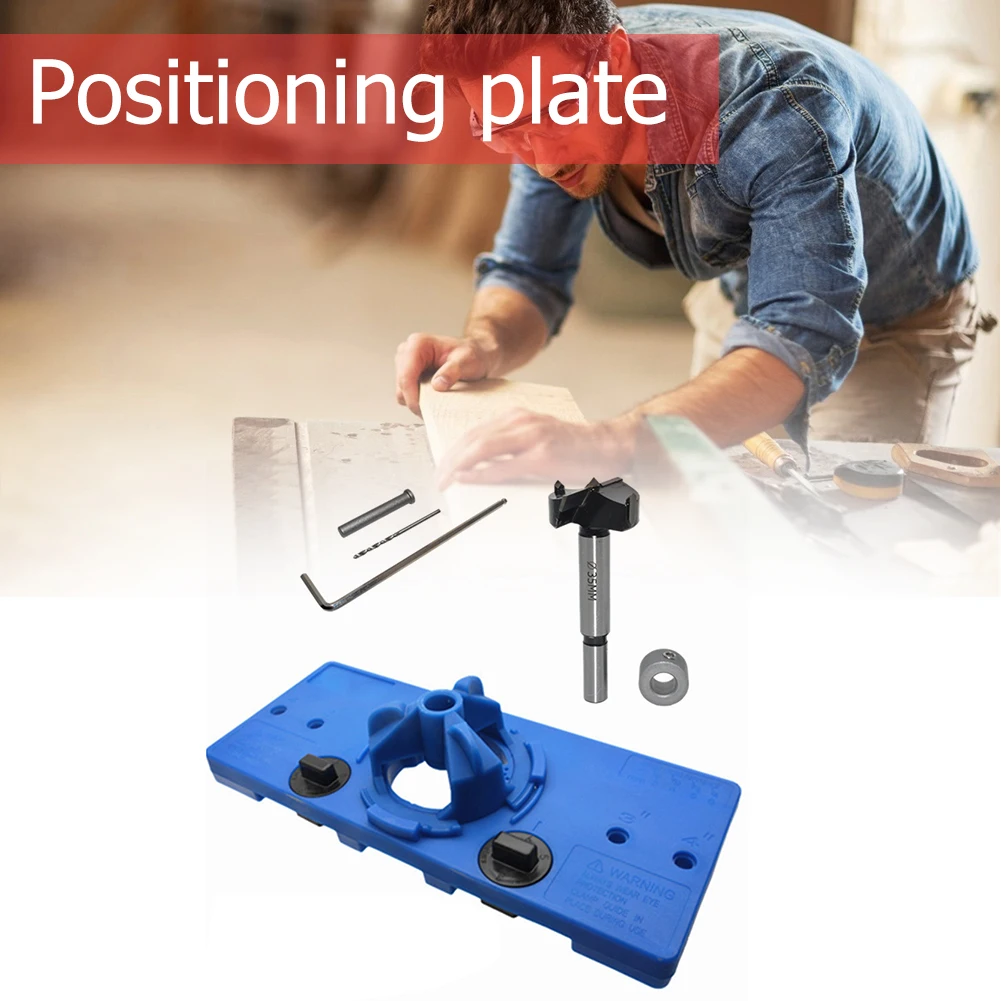 

35/26mm Hinge Hole Opener Drilling Guide Woodworking Cupboard Door Drill Locator+Forstner Bit Carpenter Fixture Positioner Tools