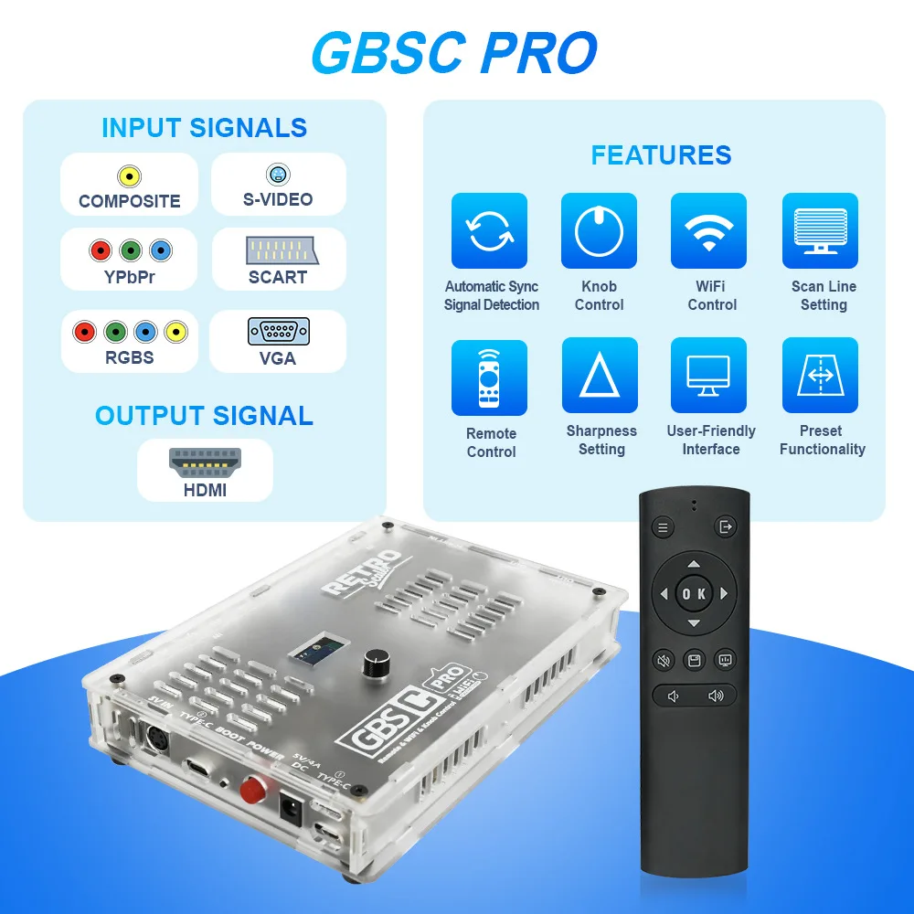 Фото Адаптер для ретро-игр GBSC Pro GBS Control Scart RGBS YPbPr VGA Composite(AV) SV на HDMI ®   Видеоконвертер для ретро-игровых приставок №1