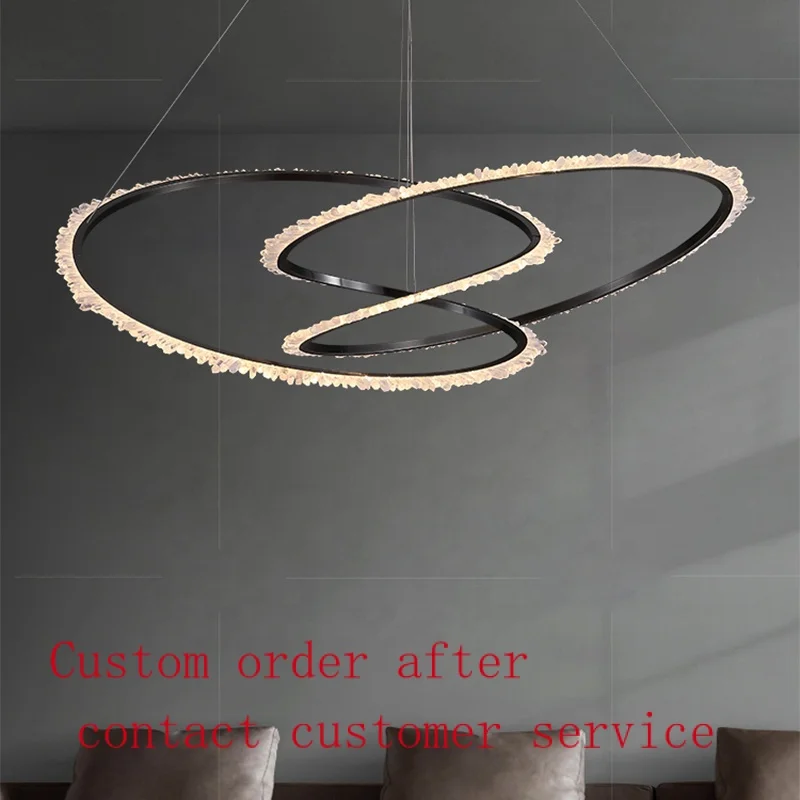 

Nordic Classic Ring Circle Acrylic Lamp Black Aluminum Kitchen Island Modern Luxury Led Chandelier Pendant Light