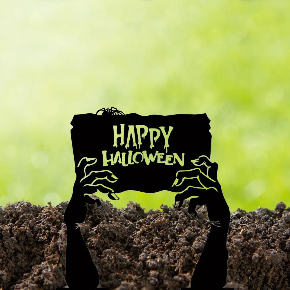 Черный Хэллоуин призрак в форме руки двор знак-идеально подходит для улицы газон