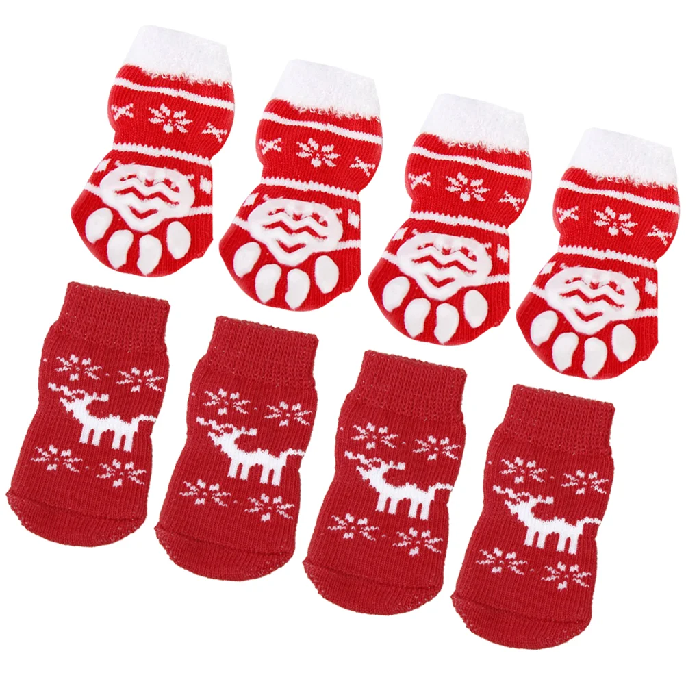 

Socks Pet Christmasdognon Cotton Themedpets Warm Hardwood Floors Gripper Cats Booties Supplies Grips