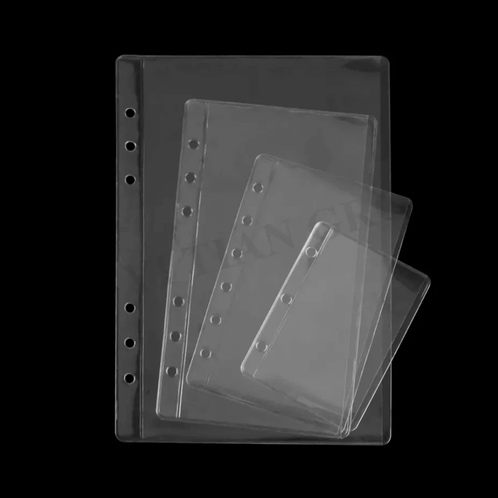 

12pcs Binder Pockets Clear PVC A5 A6 A7 Mini Binder Pouches Zipless Side Open Cash Budget Binder Envelopes Loose Leaf Protectors