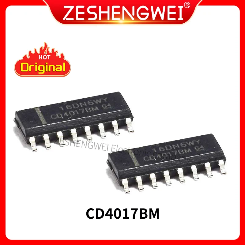 

10PCS CD4017BE CD4017 4017 4017BE SOP16 SOP-16 CD4017BM CMOS DECADE COUNTER DIVIDER IC