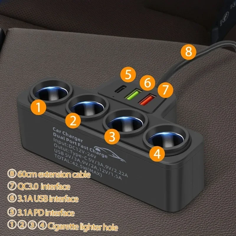 120 Вт Φ Новый 4-гнездовой 3.1a интерфейс зарядного устройства 12 В/24 В USB