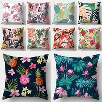 tropical leaf pillowcase hawaii summer red flower pillow case sofa bed bedroom decoration luxury home boho decor 45x45 50x50