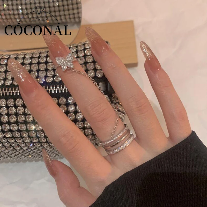 

Coconal Fashion Women Butterfly Light Luxury Ring Tassel Simple Design Girl Celebrity Party Jewelry Exquisite Temptation Ring