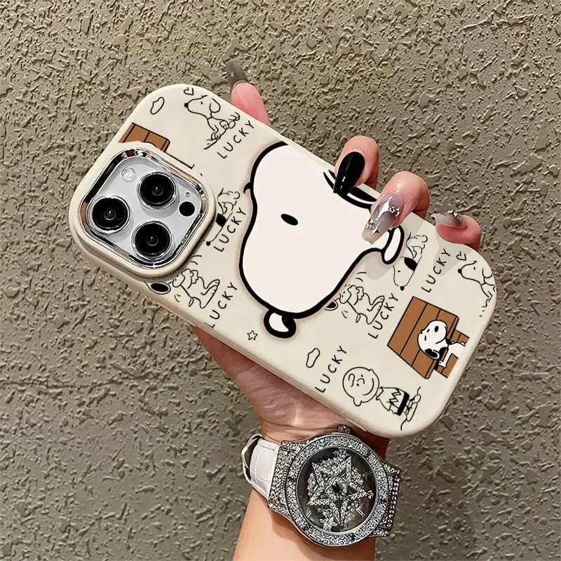 Милый чехол для телефона Anime Snoopy для iPhone 17 Air 16e 16 17 Pro Max 11 15 12 14 13 Pro Max 16 Plus 7 8 SE Креативный металлический чехол с объективом (art.: 3920cccbef6df) - 3920cccbef6df
