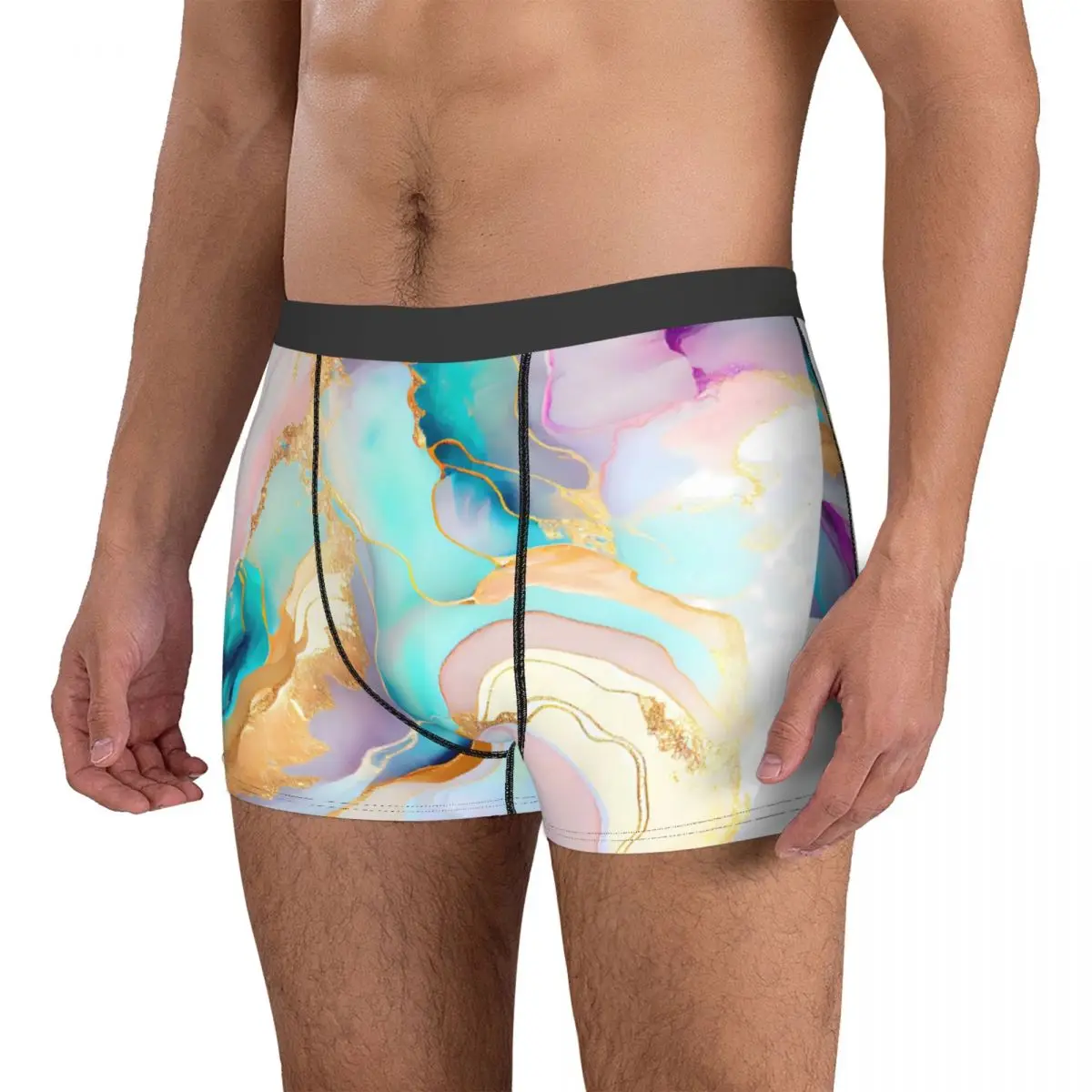 

Мраморное нижнее белье, абстрактные блестящие мужские боксеры, Короткие трусы, забавные боксеры, тренировочные трусы большого размера с принтом