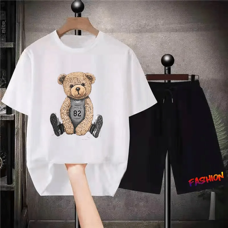 Bear Luxury Short Sets Cotton Mens Designer Clothes Oversized Women Comfy T-shirt Shorts Brand Outfit Fashion Hip Hop Streetwear