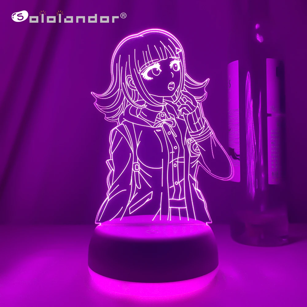 Led Lamp Anime Danganronpa Chiaki Nanami Figure for Kid Bedroom Decoration Birthday Gift Room Decor Danganronpa 3d Light Manga