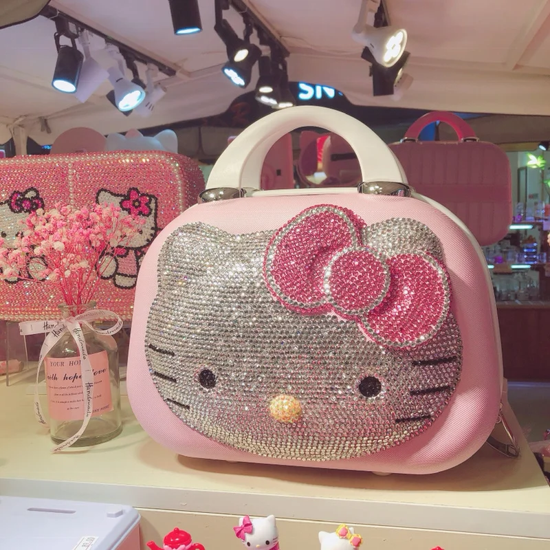 Hello Kitty Cute Original Suitcase Cartoon Travel Cosmetic Case Large-capacity Multi-functional Simple With Lock Kids Gifts