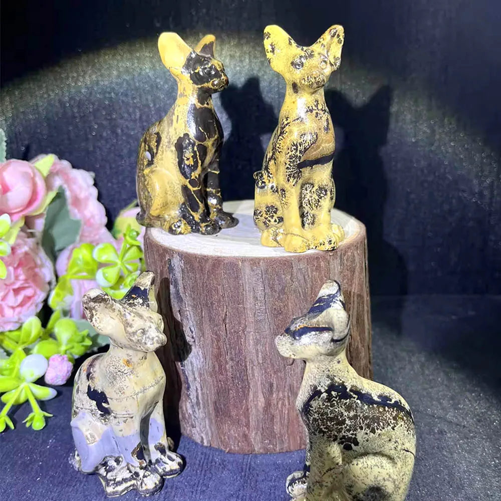 1 шт. статуэтка кошки и животных из искусственной яшмы