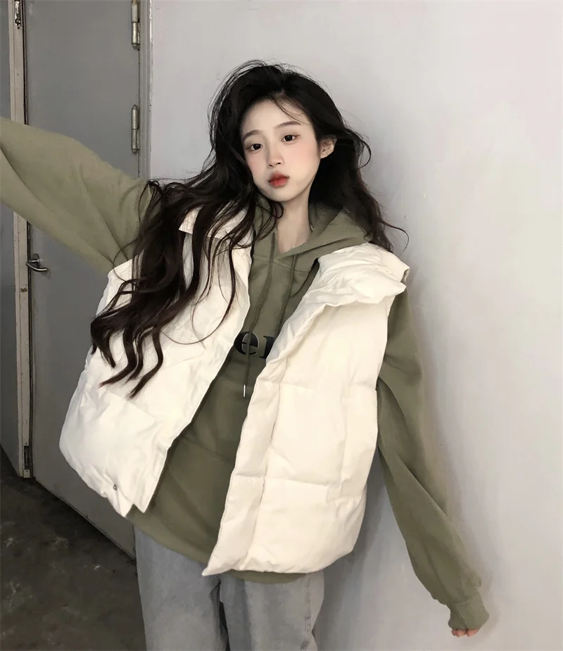 Модная простая белая куртка на хлопковой подкладке жилет верхняя одежда женская