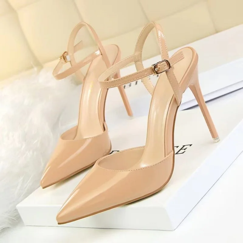 Large Size High Heels Sandal Women Summer 2023 Pointed Package Head Sandals Thin Heels Fashion Office Career Shoes for Women