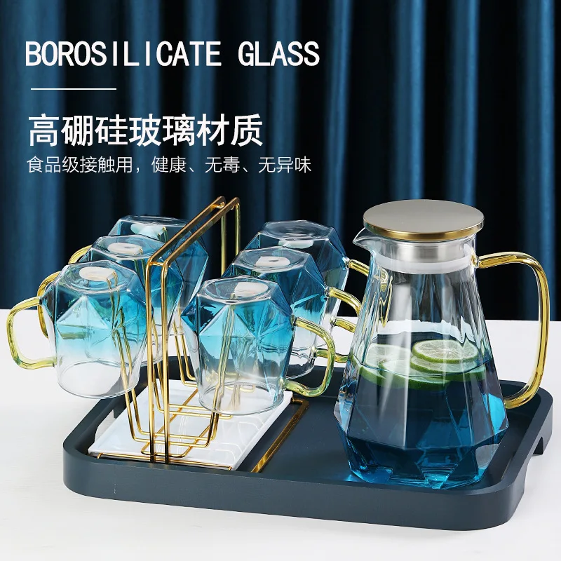 

Cold Kettle Glass Nordic Style Home Creative Gradient Cup Diamond High Temperature Cold Kettle Water Cup Set
