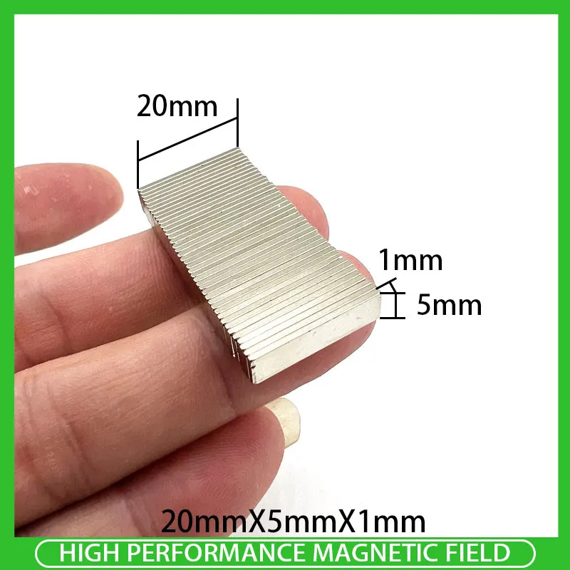 

20~500PCS 20x5x1mm dFeB Neodymium Magnet Super Powerful Block Permanent Disc Magnetic imanes 20mm x 5mm x 1mm