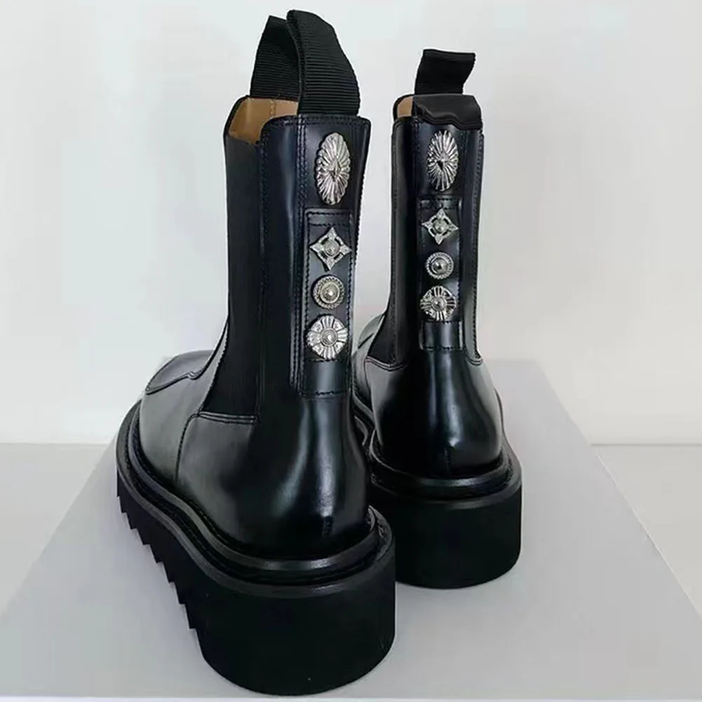 

Platform Women Combat Boots Brand Design Crystal Bling 2022 Winter Cool Motorcycle Boots Fashion Comfy Woman Mid-calf Boots