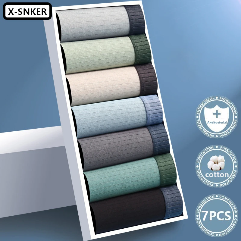 7pcs Male Sexy Panties Soft Cotton Men's Underwear Boxers Breathable Man Boxer Solid Underpants Shorts Men Underwear Wholesale