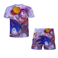 latest summer 2022 cartoon t shirt set for children3d whole body anime print tracksuit for kids outfitsclothes girls two piece