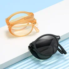 live folding color-changing anti-Blu-ray glasses round frame male online celebrity mobile phone anti-UV Blu-ray glasses