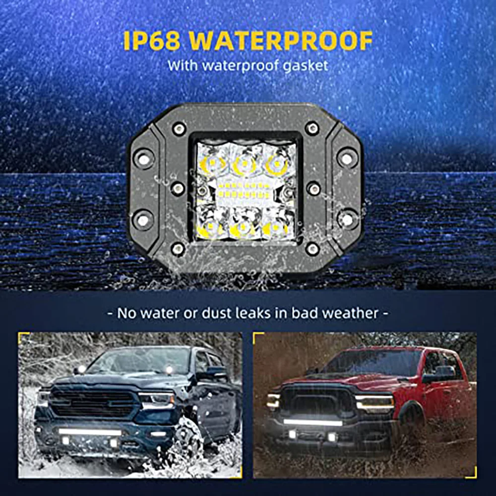 Светодиодные подсветки BMAD с утапливаемым креплением 5 дюймов 12 В трехрядные