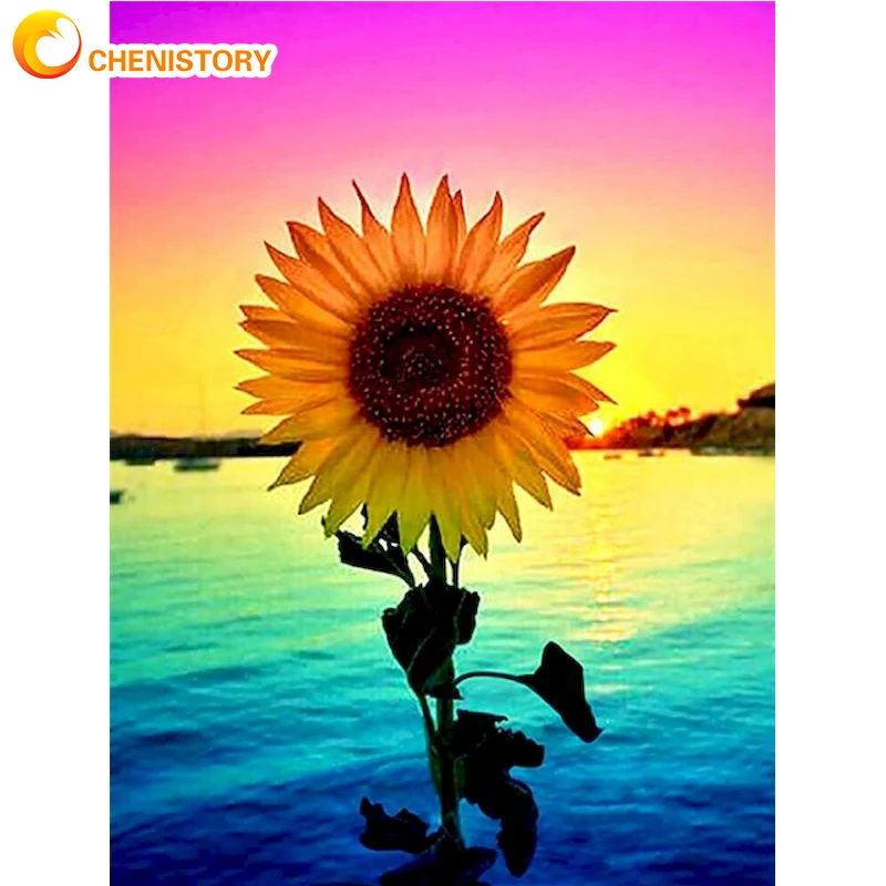 

CHENISTORY 5D DIY Diamond Painting Rhinestone Diamond Embroidery SunFlower Mosaic Cross Stitch Handmade Gift Home Decor