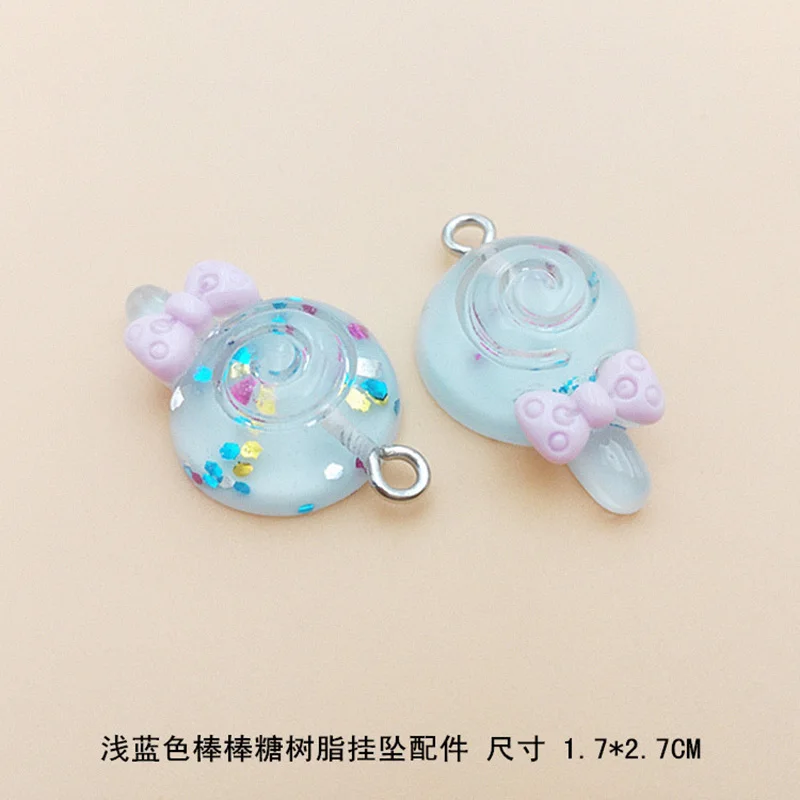 10 шт. корейские милые блестящие подвески в виде леденца из смолы с плоским