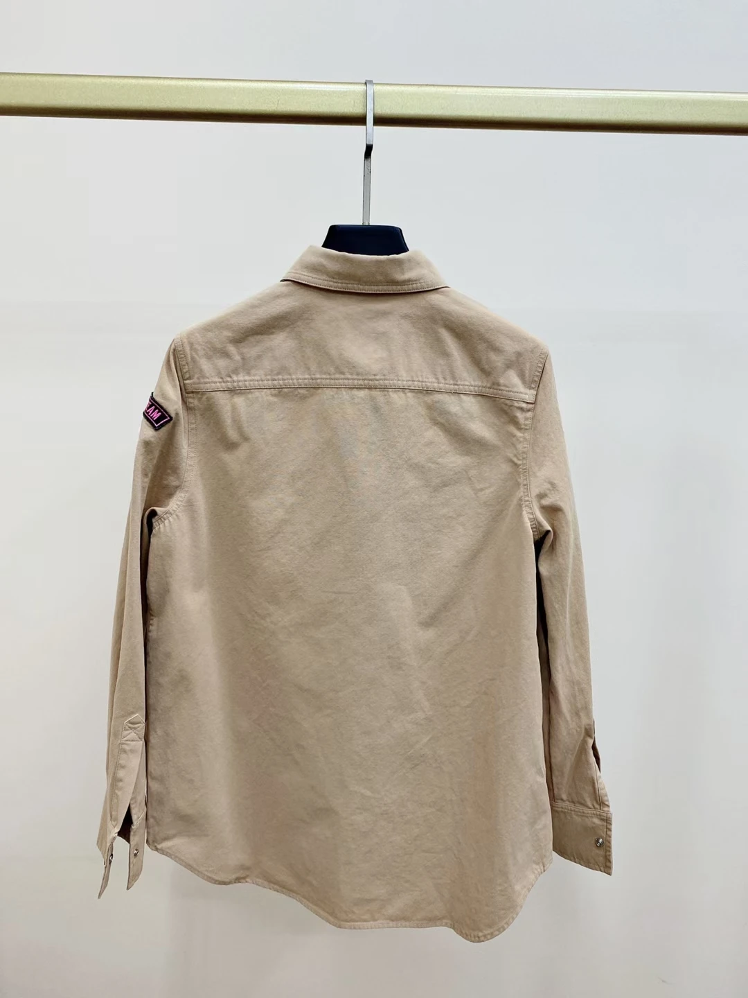 

Letter Embroidery Women Turn-Down Collar Coat 100% Cotton Long Sleeve Outerwear Female Single Breasted Jacket with Pockets
