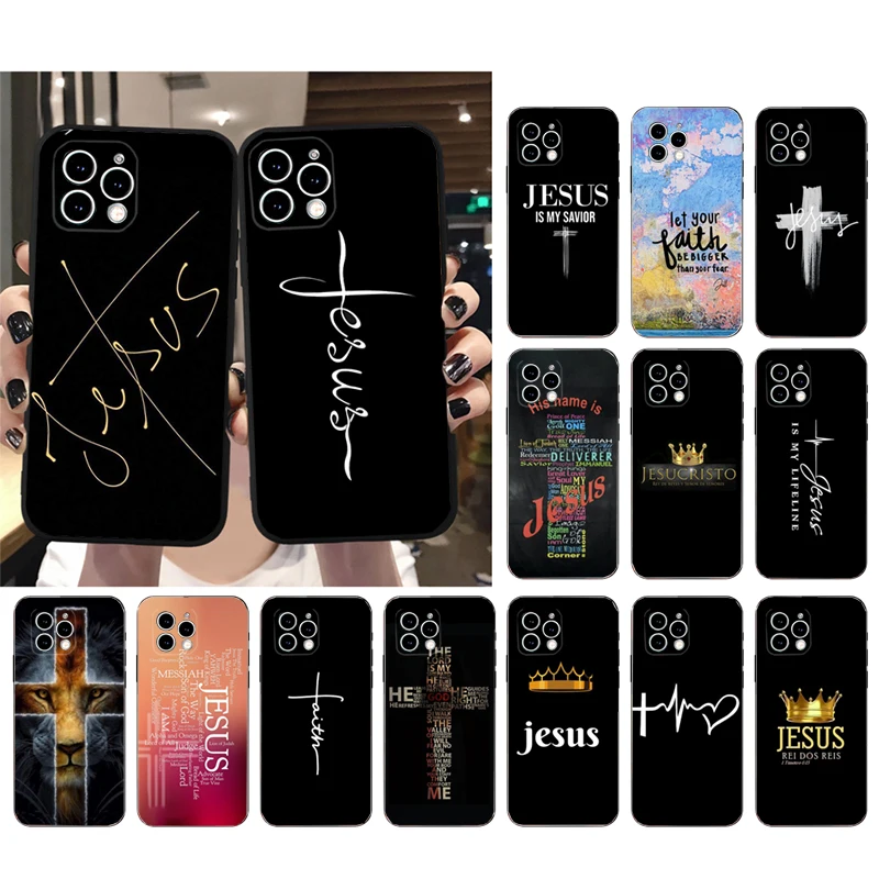 

Phone Case For iphone 14 Pro Max 13 12 11 Pro Max XS XR X 12mini 14 Plus SE Jesus Cross Case Funda