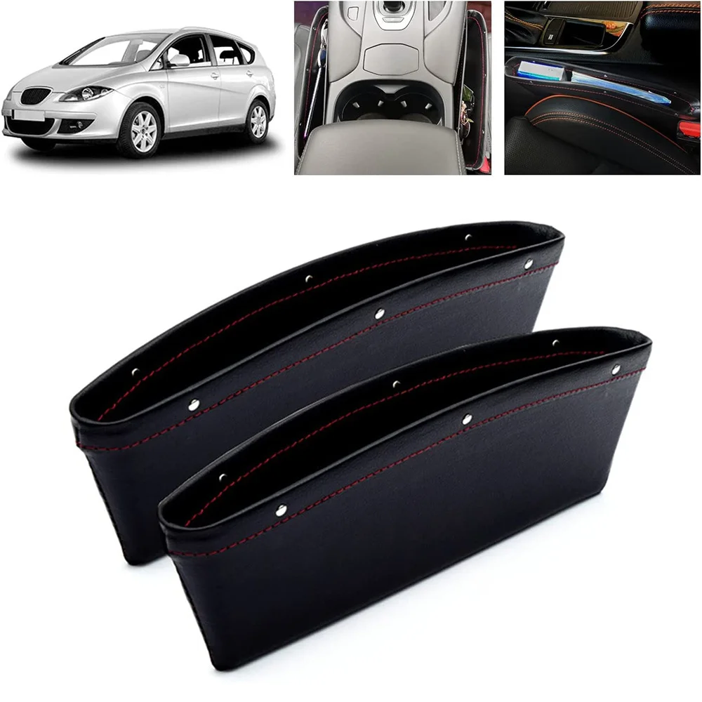 

2 Pack PU Leather Car Seat Gap Filler Organizer For Driver Side Crevice Keys, Phone, Cards Storage Box Auto Interior Accessories