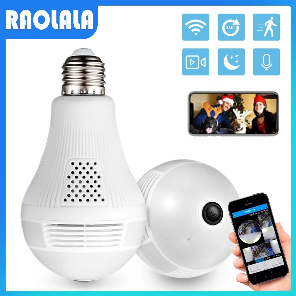 

360 Degree LED Light 960P Wireless Panoramic Home Security WiFi CCTV Fisheye Bulb Lamp IP Camera Two Ways Audio E27 Cam