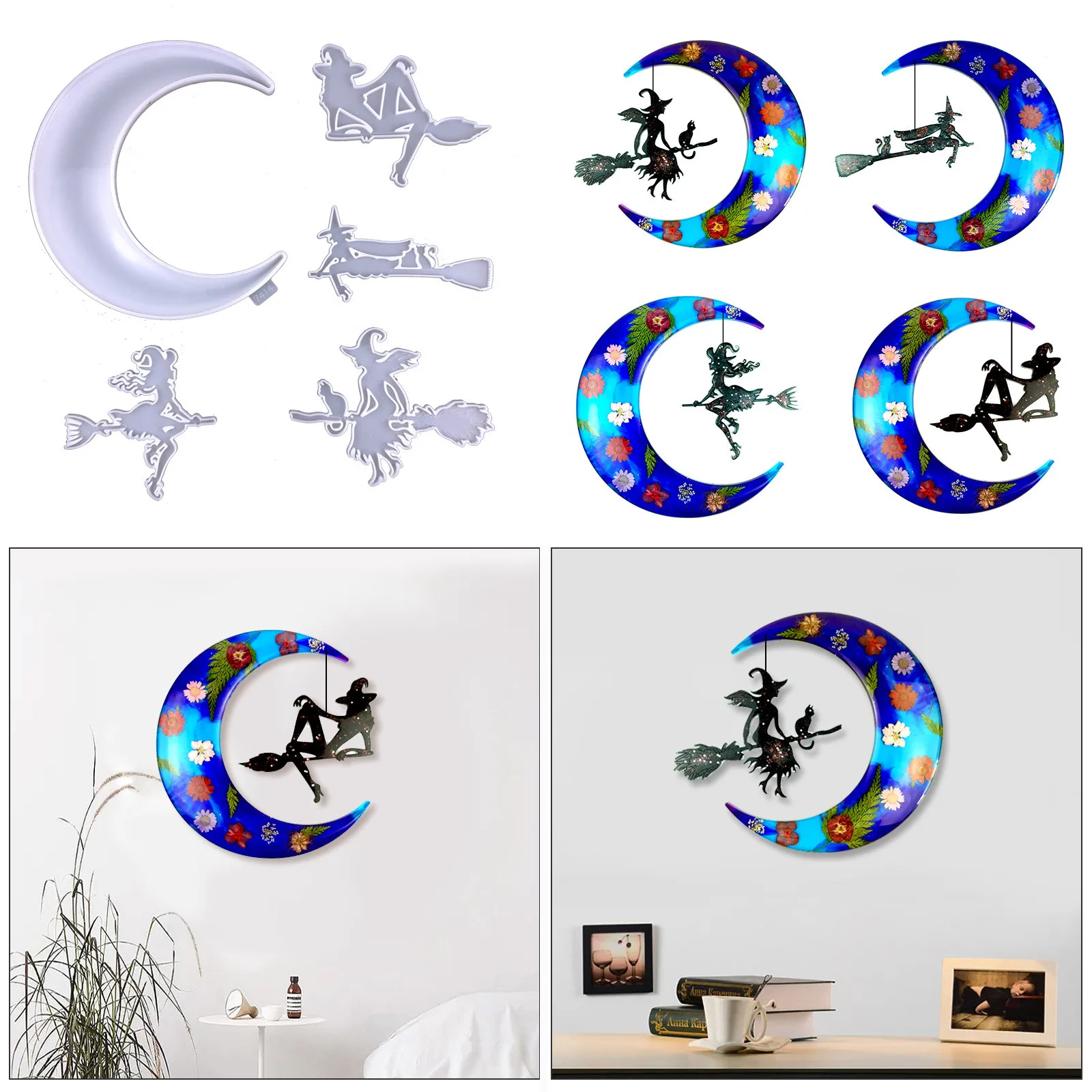 

Силиконовая форма Moon Witch, «сделай сам», искусственное украшение, эпоксидная смола, литье, рукоделие, форма для украшения стен дома, инструмен...