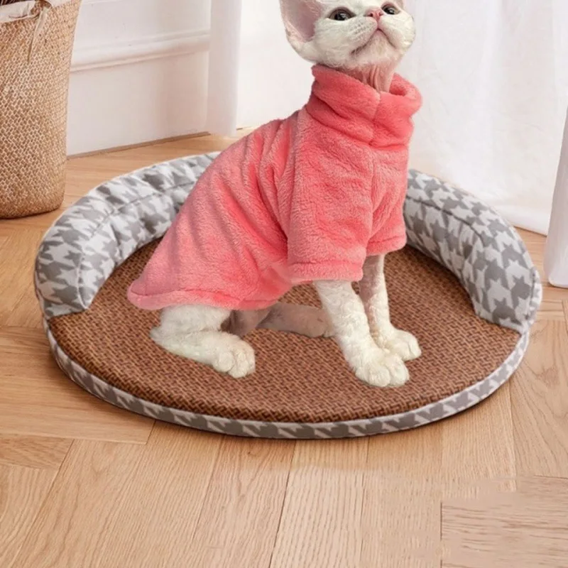 

Hairless cat clothing wholesale Autumn and winter pet cat Sphinx cat German curly mink wool thickened warm custom made