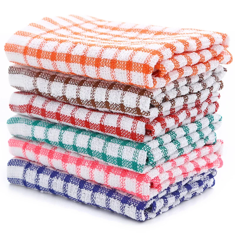 

6PCS Cotton Kitchen Tea Towels Absorbent Lint Free Catering Restaurant Cloth Dish Towels Cleaning Cloth Kitchen Cleaning Towel