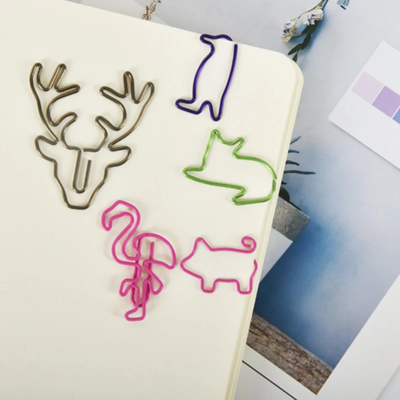 

10Pcs Colorful Cartoon Animals Paper Clips Office Bookmark Document Binder Clip DIY Photo Album Photo Holder Clip Paper Clip