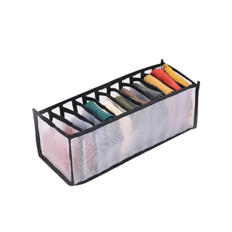 

2022 New Eco-friendly Fabric Mesh Large-capacity Storage Socks/Underwear Lazy Storage Box compartment without lid can be folded