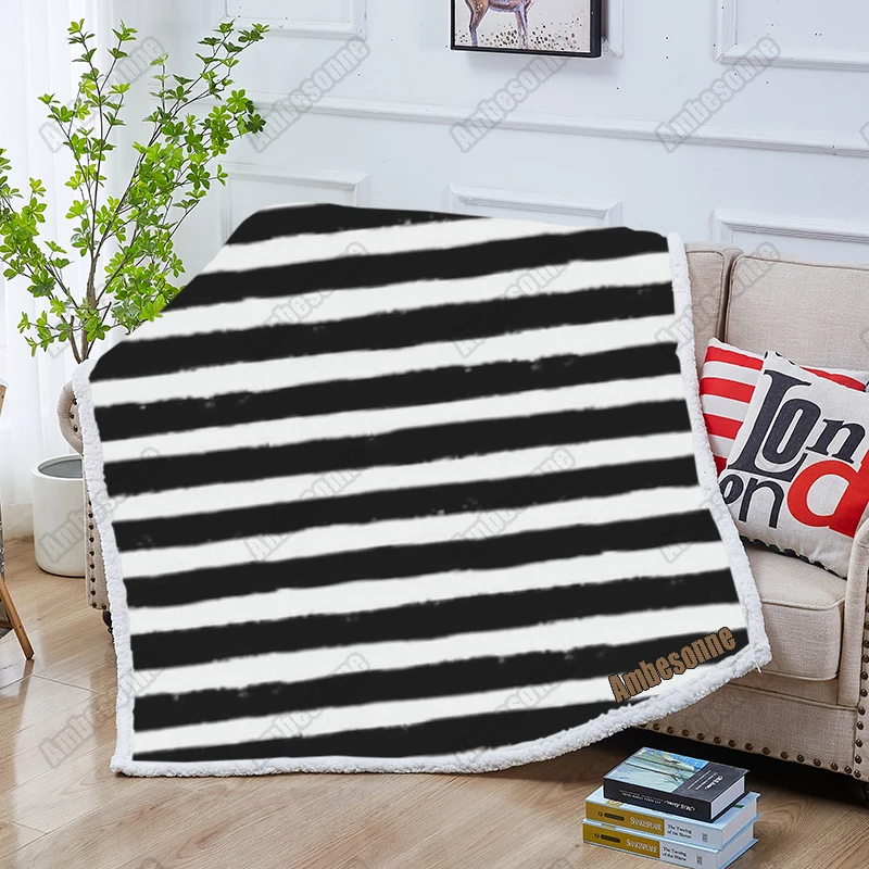 

Black And White Stripes Blanket Summer Thin Fleece Blankets Kids Adult Blankets For Beds Outdoor Picnic Blanket Custom Blanket