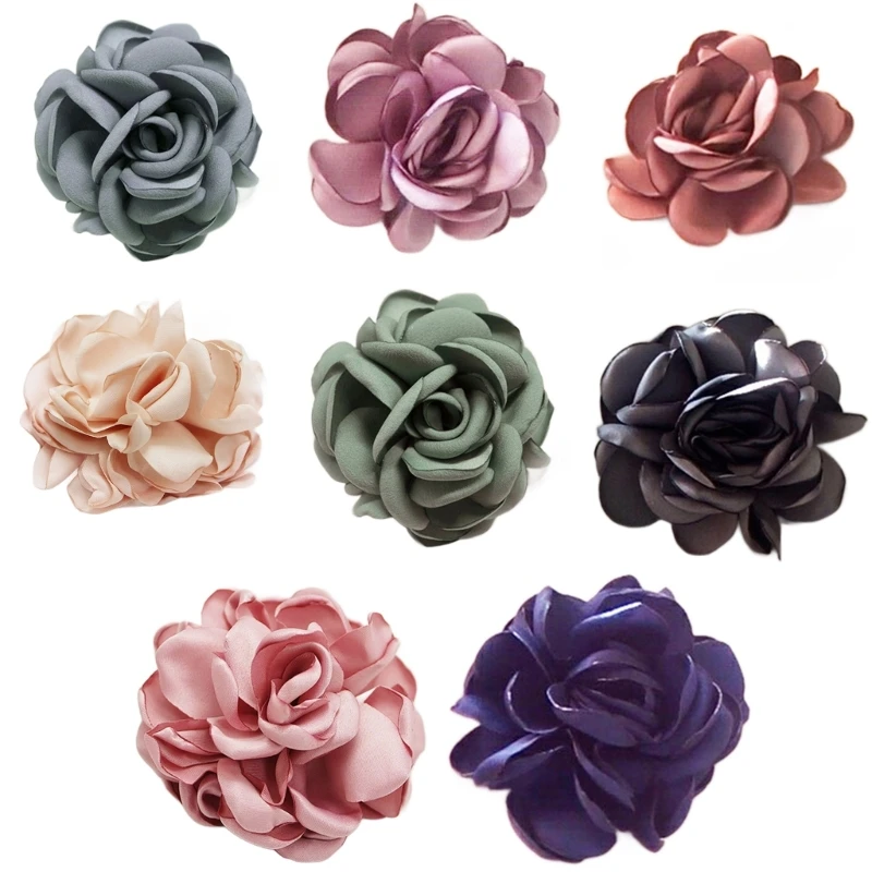 

E0BF Flower Brooch Pin Camellia Hair Clip Women Camellia Brooch Pin Flower Hair Clip
