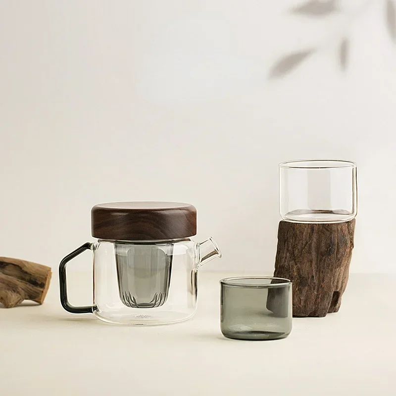 

Креативный домашний стеклянный чайник в японском стиле, современный минималистичный чайник для разделения чая и воды, термостойкий чайный набор