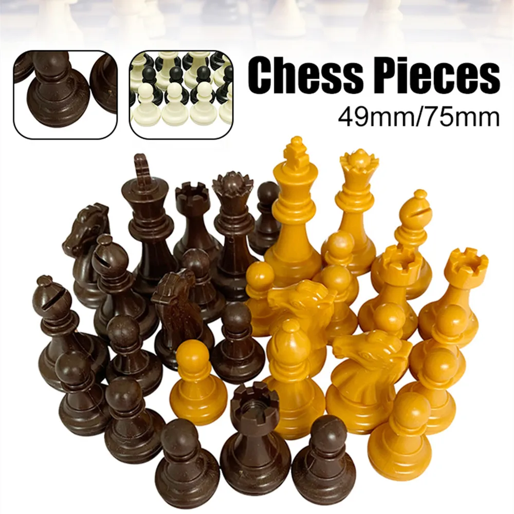 

32Pcs Tournament Chess Pieces Only Plastic Staunton Chess Piece Set King Queen Pawns Figurine Chess Game Set No Board