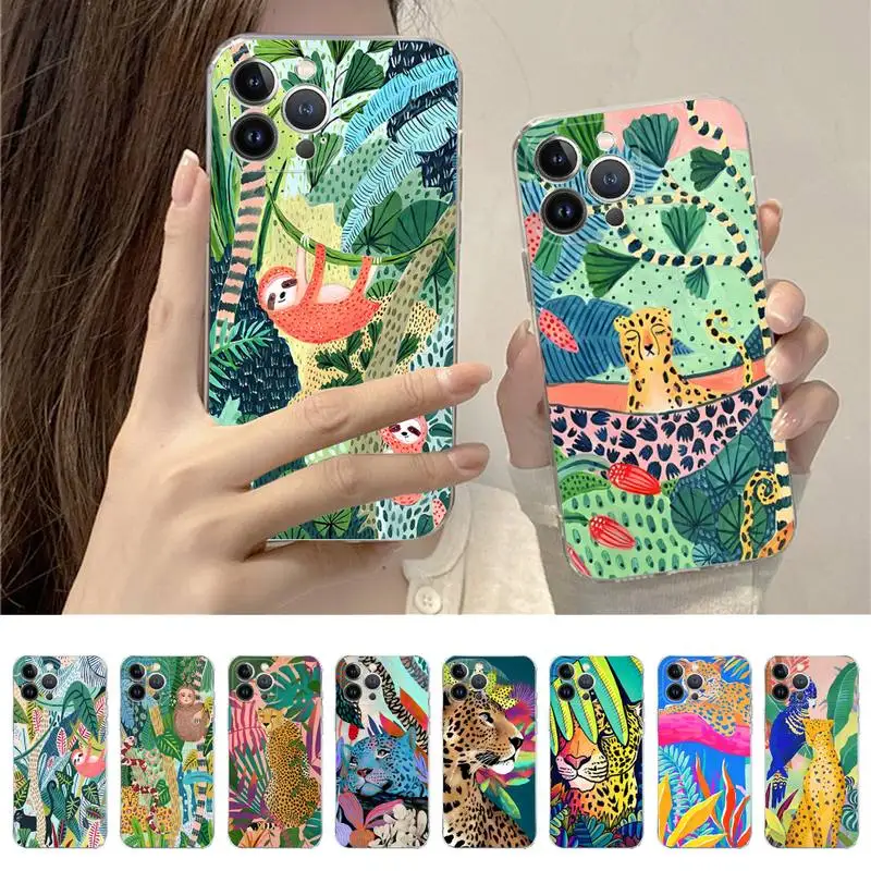 

Cute Cartoon Anime Sloth Leopard Phone Case For iPhone 14 11 12 13 Mini Pro XS Max Cover 6 7 8 Plus X XR SE 2020 Funda Shell