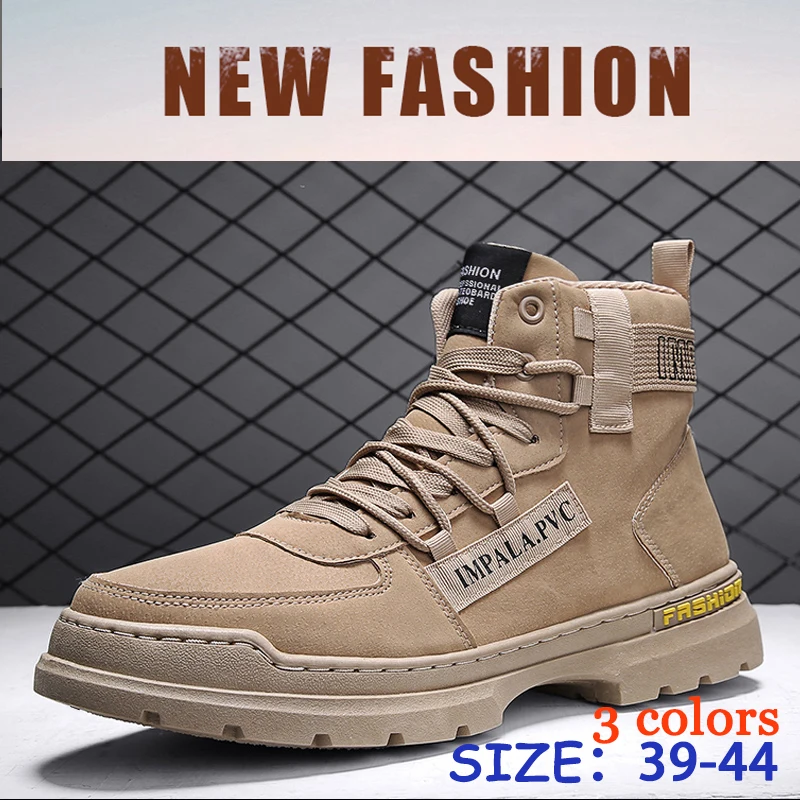 

Модные мужские Ботинки Martin Осень-Зима теплые зимние ботинки на толстой подошве британская ретро повседневная обувь нескользящие мотоцикле...