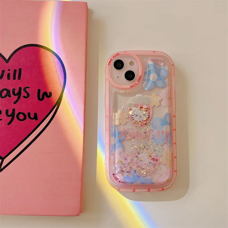

Girl Pink Air Bag Fall Proof Cartoon Cute KT Cat Cover for IPhone 11 12 13 Pro X XR XS Max Shockproof Phone Case IPhone 13 Case